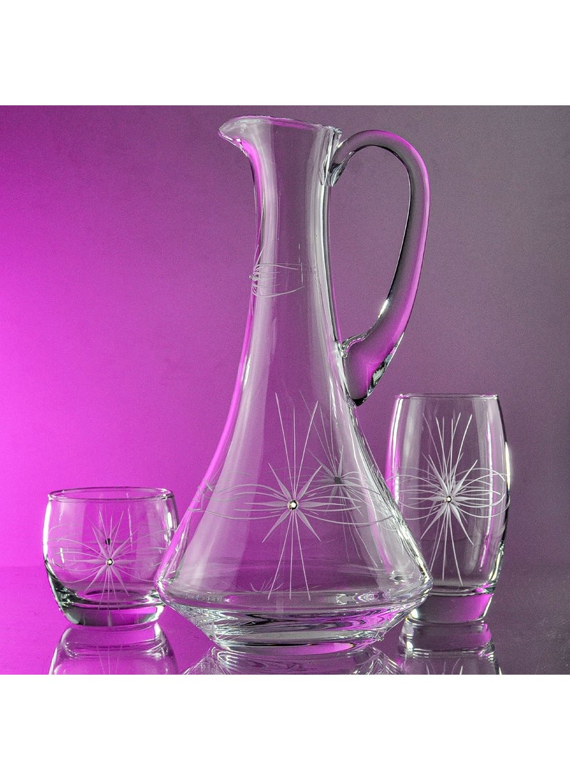 Decocia - Pudgy 13 Piece Glass Set with Upright Carafe and Mira Pattern - Image 1