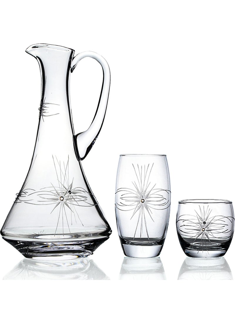 Decocia - Pudgy 13 Piece Glass Set with Upright Carafe and Mira Pattern - Image 1