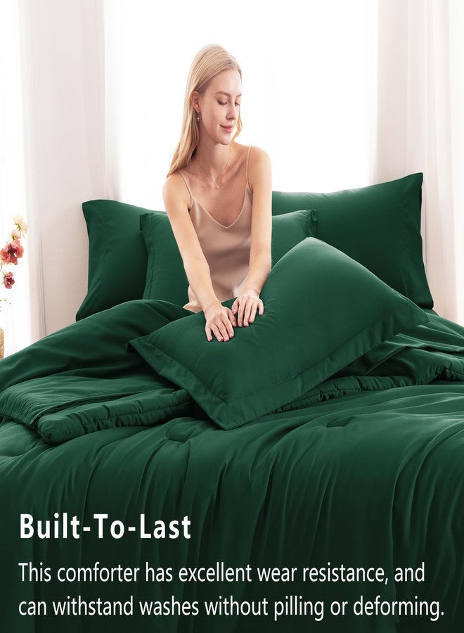 CozyLux King Comforter Set Emerald Green, 7 Pieces Bed in a Bag Bedding Comforter Set with Sheets, All Season Boho 7PC Bed Sets with Comforter, Fitted Sheets, Flat Sheets, Pillow Shams and Pillowcases - Image 3