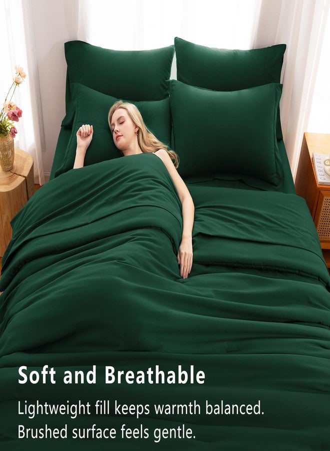 CozyLux King Comforter Set Emerald Green, 7 Pieces Bed in a Bag Bedding Comforter Set with Sheets, All Season Boho 7PC Bed Sets with Comforter, Fitted Sheets, Flat Sheets, Pillow Shams and Pillowcases - Image 5