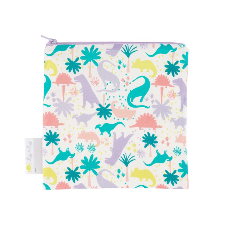 Itzy Ritzy Itzy Ritzy Reusable Snack Bag 7 x 7 BPAFree Snack Bag is Food Safe Washable Ideal for Storing Snacks Pacifiers Electronics Makeup in a Diaper Tote Purse or Suitcase Purple Dinosaur 