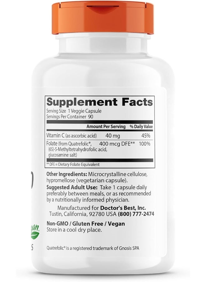 Doctor's BEST Fully Active Folate 400 Mcg With Quatrefolic - Image 2