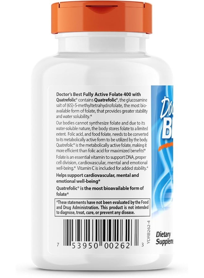 Doctor's BEST Fully Active Folate 400 Mcg With Quatrefolic - Image 3