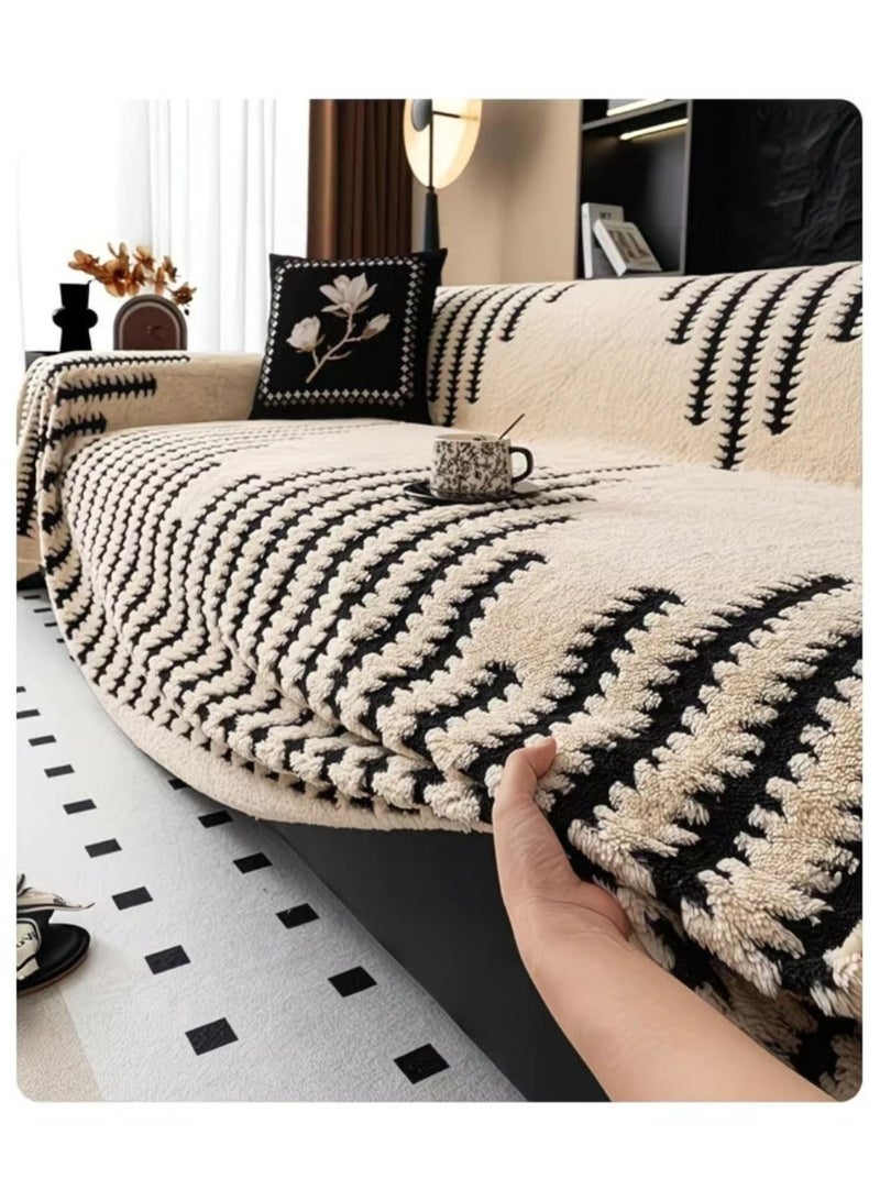Turquoize Soft Velvet Plush Couch Sofa Slipcover for 1/2/3/4 Seater Non-Slip Fluffy Breathable Machine Washable Furniture Protector - Image 5
