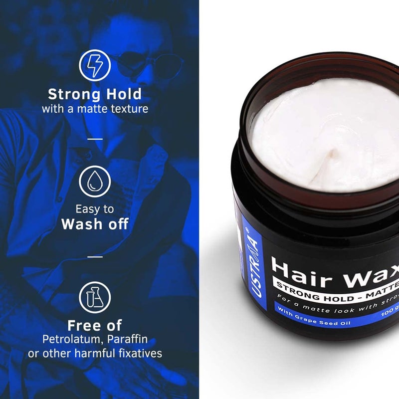 Ustraa Strong Hold Hair Wax Matte Look 100g Nonsticky Wax EasytoWash Strong Hold For Nonglossy Matte Finish Without harmful chemicals or fixatives - Image 2