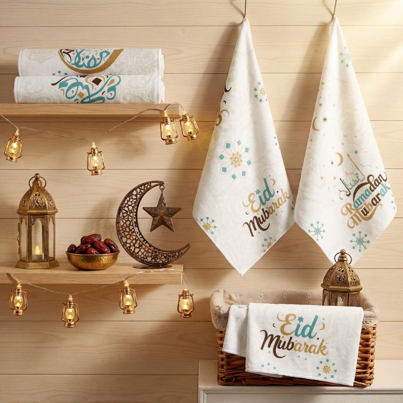 FuWeave 6 Pcs Eid Mubarak Kitchen Towels Ramadan Kareem Dish Towels Decorative Star Moon Stripe Hand Towel Islamic Tea Towel Ramadan Decor for Home Bathroom Kitchen Gifts(Elegant,Vintage Colors) - Image 2