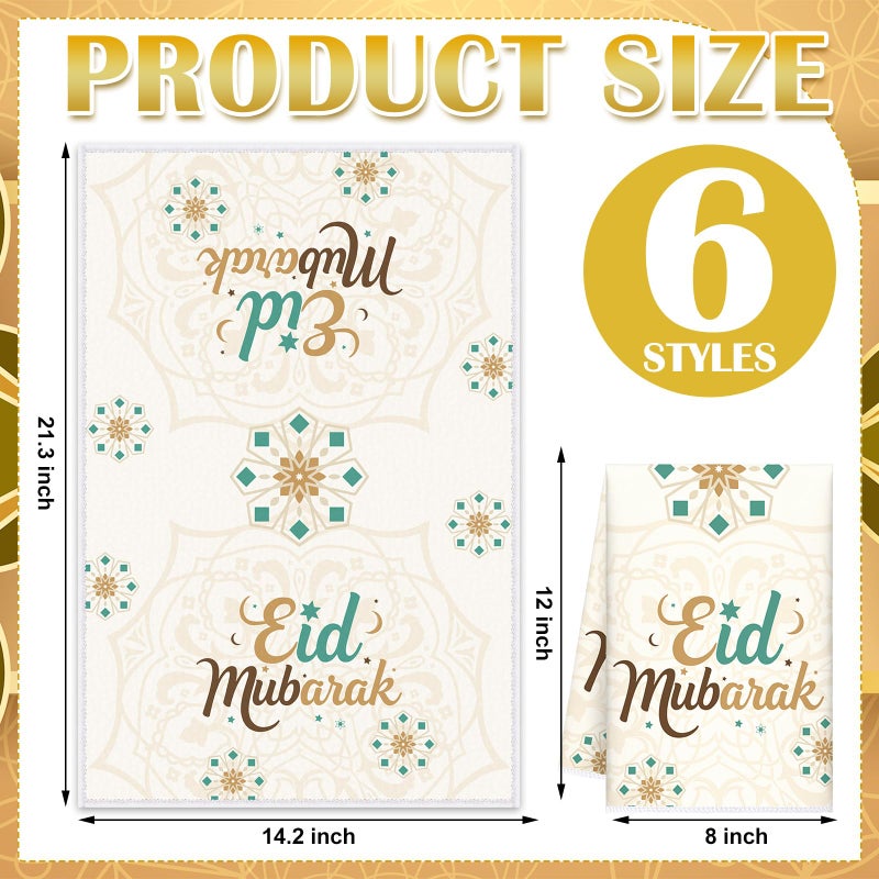 FuWeave 6 Pcs Eid Mubarak Kitchen Towels Ramadan Kareem Dish Towels Decorative Star Moon Stripe Hand Towel Islamic Tea Towel Ramadan Decor for Home Bathroom Kitchen Gifts(Elegant,Vintage Colors) - Image 4