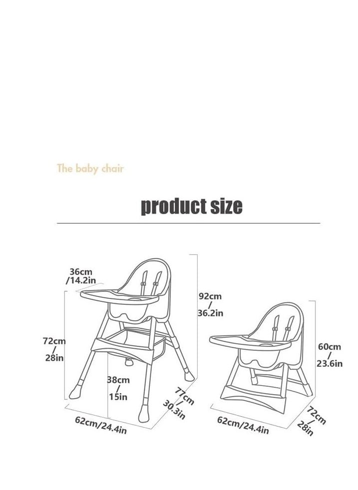 TOYS-EGYPT 3 in 1 Convertible High Chair for Toddlers with Adjustable Height and Footrest, Booster Seat for Baby Feeding with Tray, Plate, Spoon, Fork, Wheels and Safety Belt for Toddlers (Pink) - pzsku/ZC9C54082BB11F066D222Z/45/_/1731601599/62c8c8b9-19b5-4b73-82d8-81e3c6d67e2b