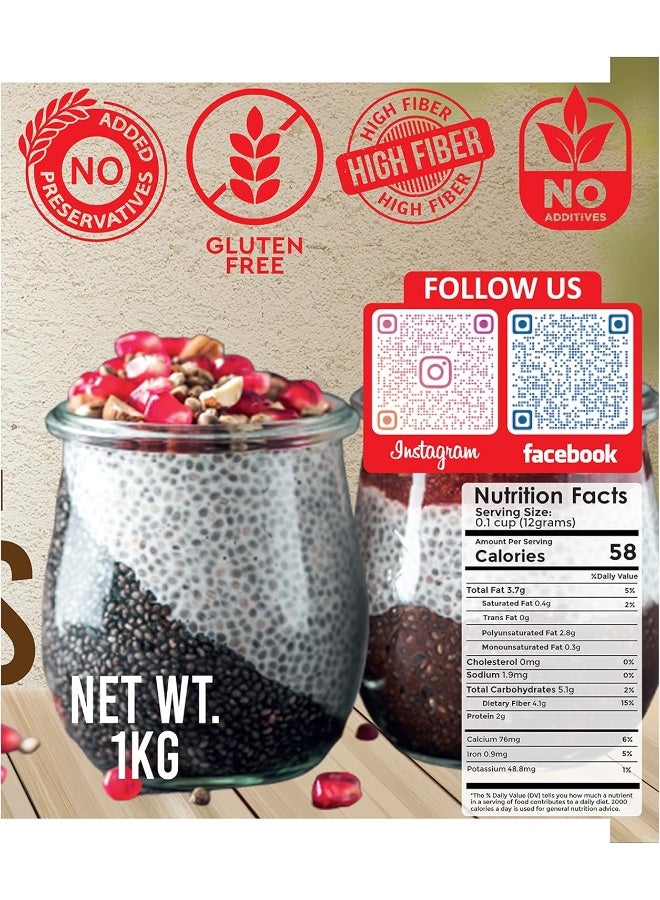 American Harvest Chia Seeds | Whole Grain | Gluten Free Superfood | 1kg Jar - Image 2