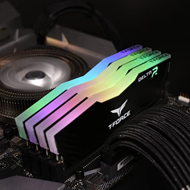 ذاكرة وصول عشوائي لسطح المكتب للألعاب: DDR4 32GB 2x16GB 3600MHz CL18، مبدد حراري من الألومنيوم الأسود مع إضاءة RGB، وحدة ذاكرة عالية الأداء منخفضة الكمون - Image 3