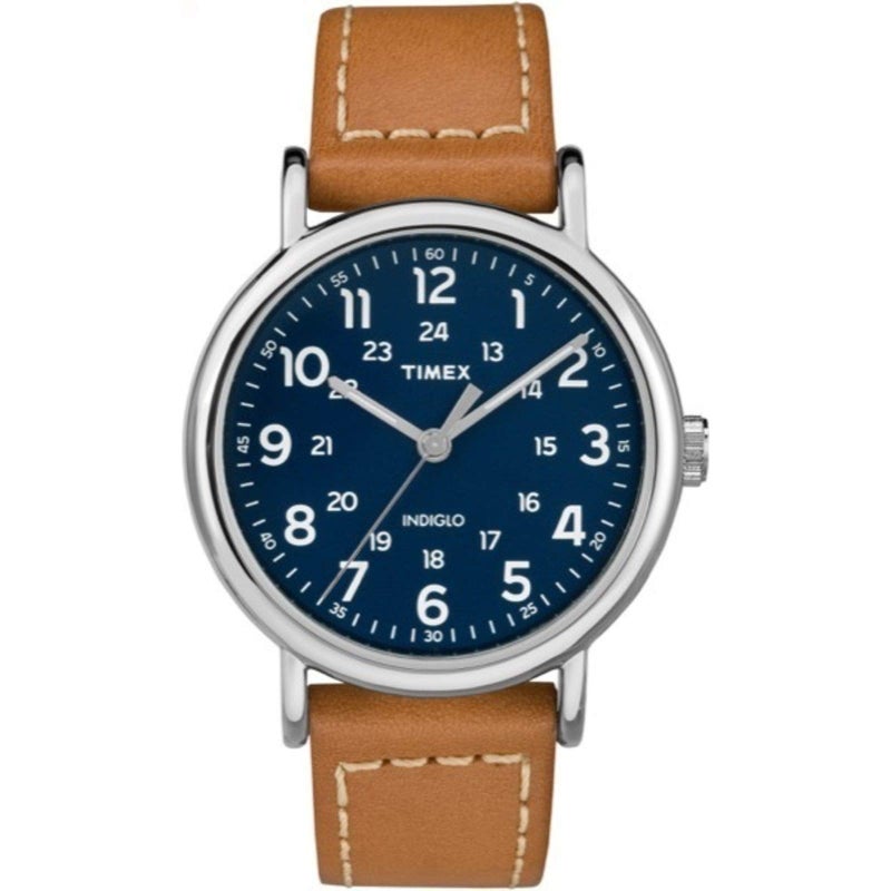 Timex Weekender 40mm Brown/Blue Two-Piece Leather Strap Watch - Image 1