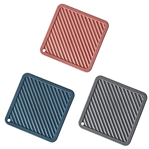 KPNG® Silicone Rubber Trivet Mat for Hot Pan and Pot Hot Pads Counter Mat Heat Resistant Table Dish Drying Placements. (3PCS) (Square Shape) (Color:Random) - Image 1