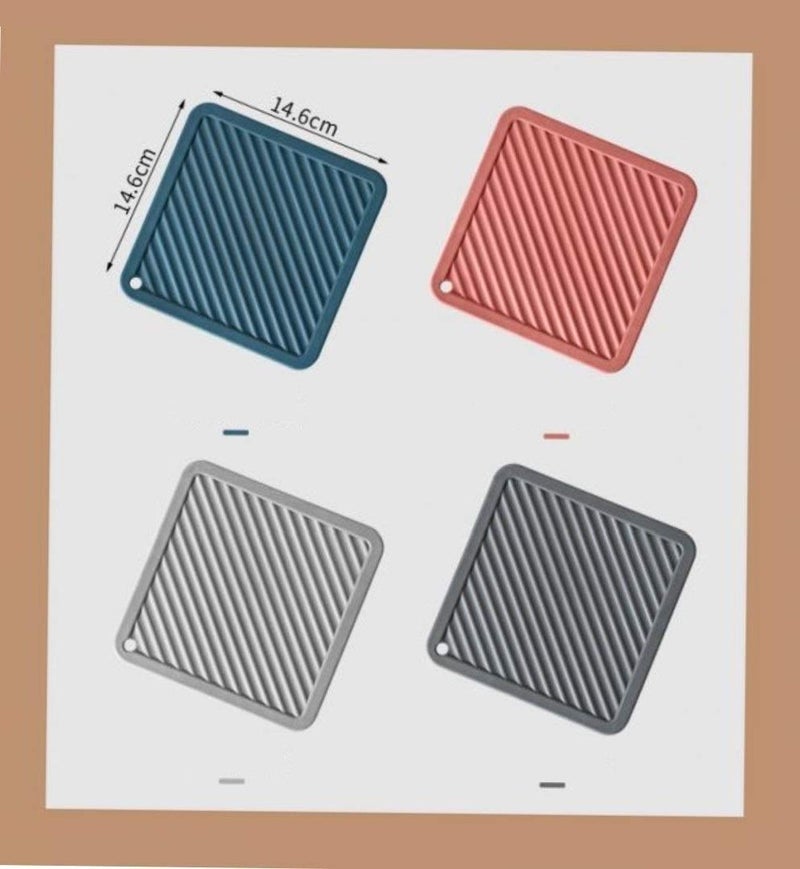 KPNG® Silicone Rubber Trivet Mat for Hot Pan and Pot Hot Pads Counter Mat Heat Resistant Table Dish Drying Placements. (3PCS) (Square Shape) (Color:Random) - Image 4