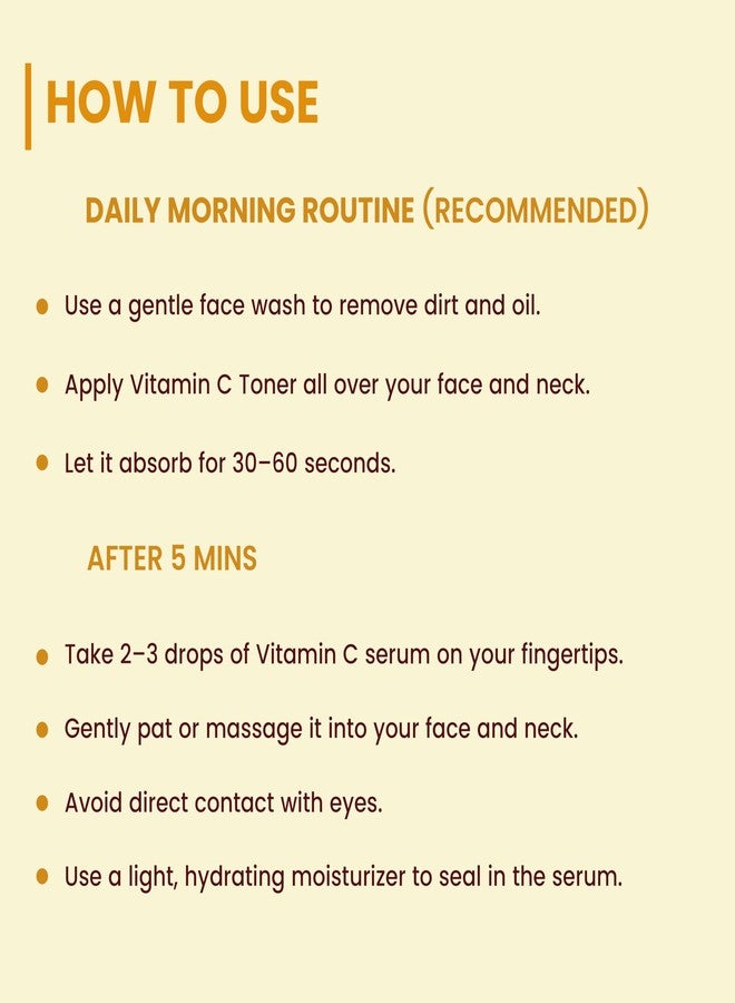 Ayumcure Vitamin C Combo Pack | 3% Niacinamide + 15% Vitamin C, Vitamin E & Hyaluronic Acid | Tightens Pores, Boosts Glow & Brightens Skin | All Skin Types | 200ml Toner + 30ml Serum | Men & Women - Image 5