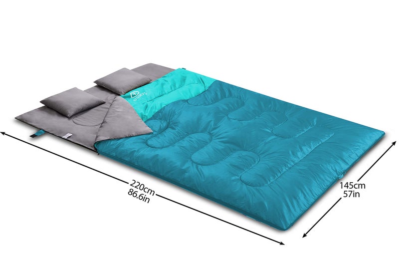oaskys Double Sleeping Bag for Adults with 2 Pillows - Queen Size XL Waterproof Sleeping Bag for All Season Camping Hiking Backpacking 2 Person Sleeping Bags for Cold Weather & Warm - Image 4