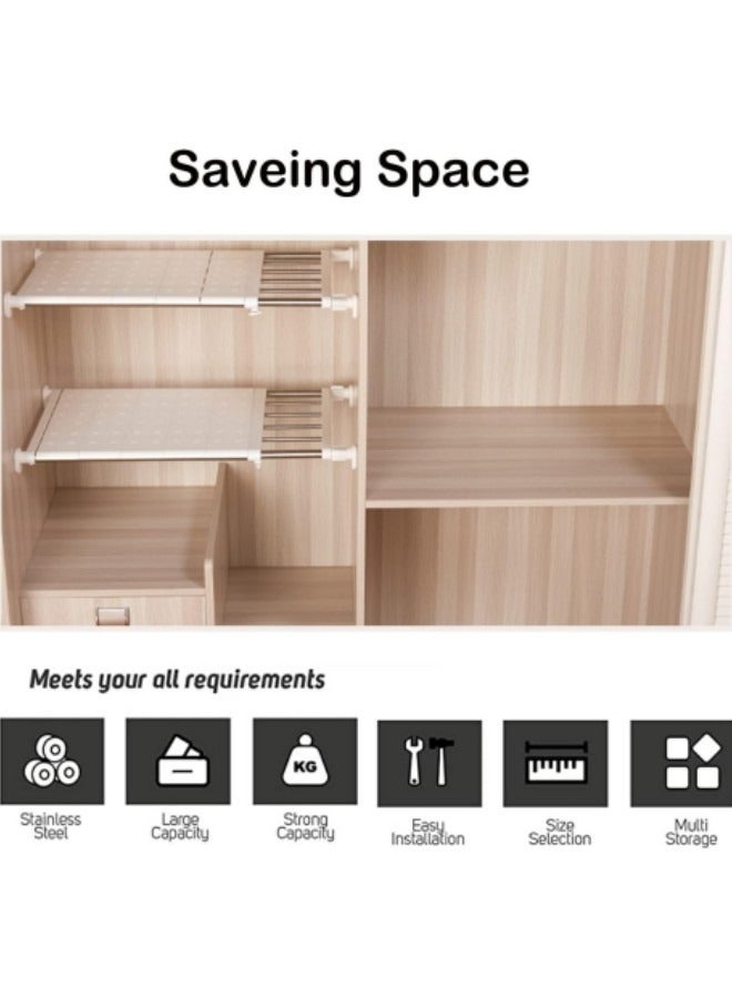 1-Piece Adjustable Storage Rack Expandable Separator Shelf for Wardrobe, Cupboard, Bookcase Compartment Collecting, Extended to 100cm, 24x60cm - Image 3