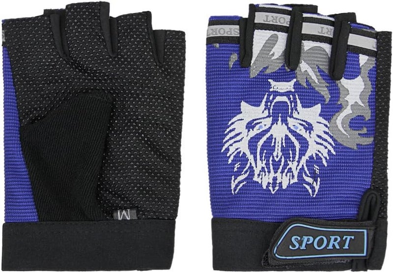 BXT Kids Fingerless Cycling Gloves Mittens Breathable Non-Slip Shock-Absorbing Kids Riding Bike Gloves Girls Boys Fishing Bicycle Roller Skating Hunting Climbing Half Finger Outdoor Sports Gloves - Image 2