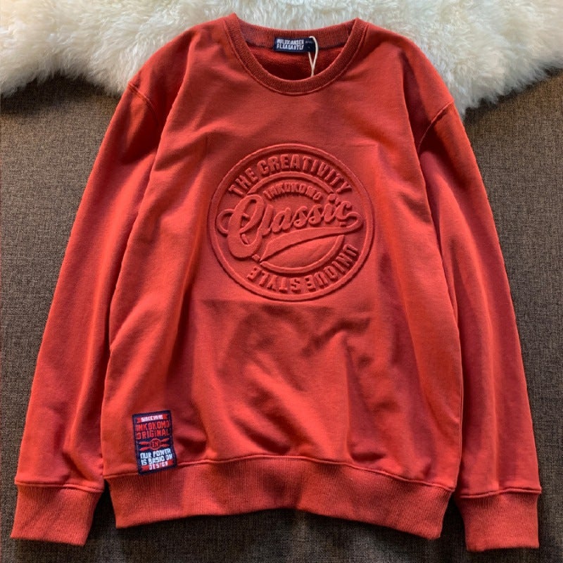 6535 Fish Scale Sweat 2022 Spring and Autumn New Korean Style Three-dimensional Bump Round Neck Sweat Men and Women Couple Top Dark blue - Image 3