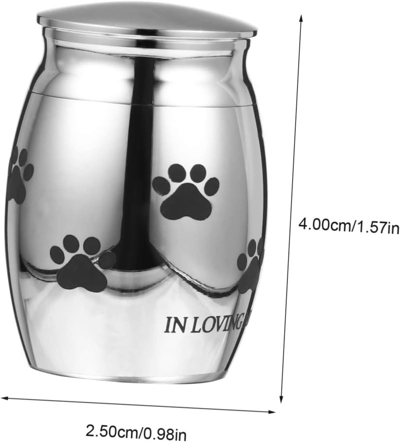 HANABASS Cremation Urn for Pet Ashes Stainless Steel Cinerary Casket Paw Print Keepsake Box for Cats and Dogs Memorial Storage for - Image 2