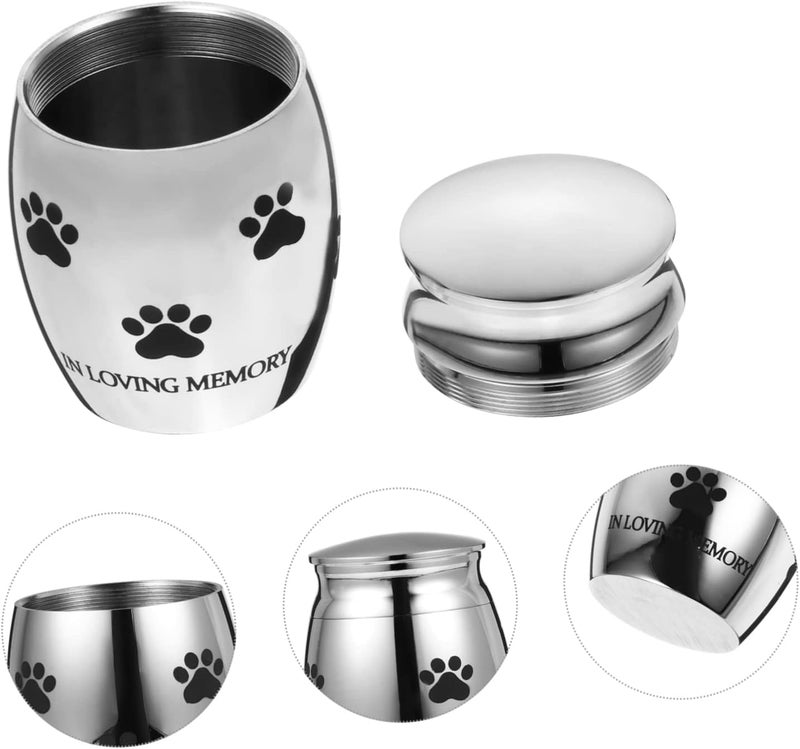 HANABASS Cremation Urn for Pet Ashes Stainless Steel Cinerary Casket Paw Print Keepsake Box for Cats and Dogs Memorial Storage for - Image 3