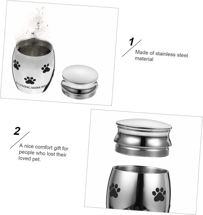 HANABASS Cremation Urn for Pet Ashes Stainless Steel Cinerary Casket Paw Print Keepsake Box for Cats and Dogs Memorial Storage for - Image 5