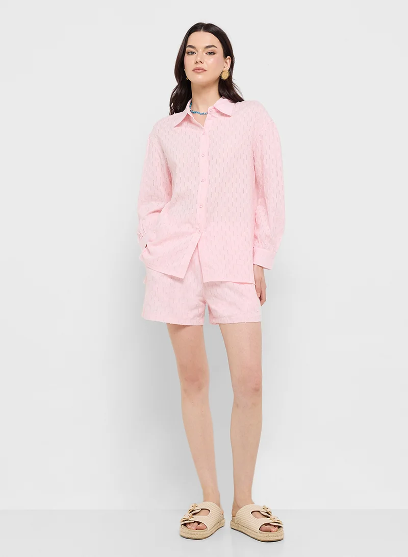 Ginger Dobby Textured Shirt & Short Coord Set