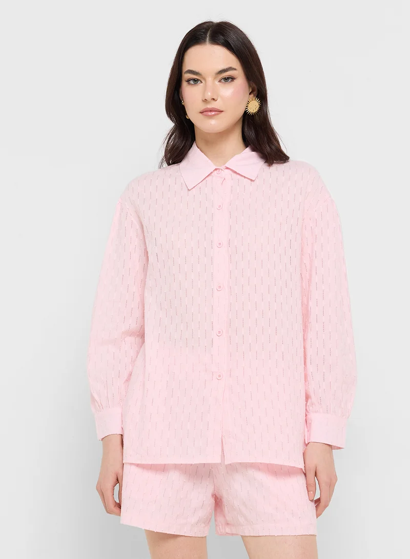Ginger Dobby Textured Shirt & Short Coord Set