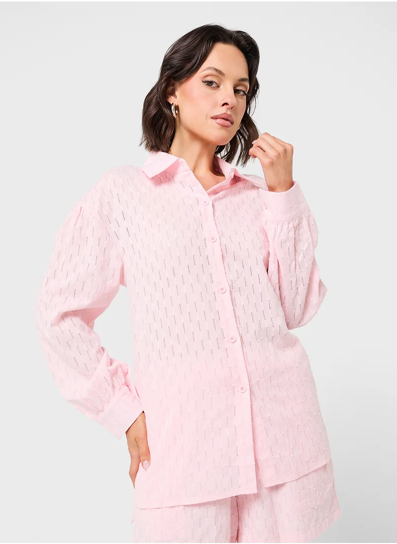 Ginger Dobby Textured Shirt & Short Coord Set