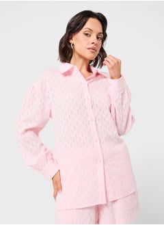 Ginger Dobby Textured Shirt & Short Coord Set  - Image 3