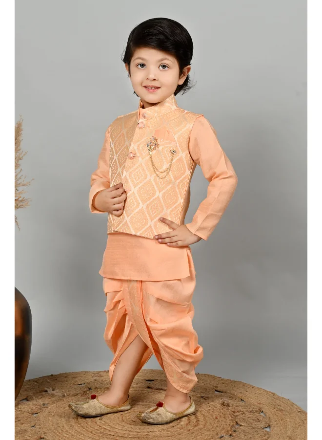 BT DEZINES Peach Kurta Dhoti Set for Boys