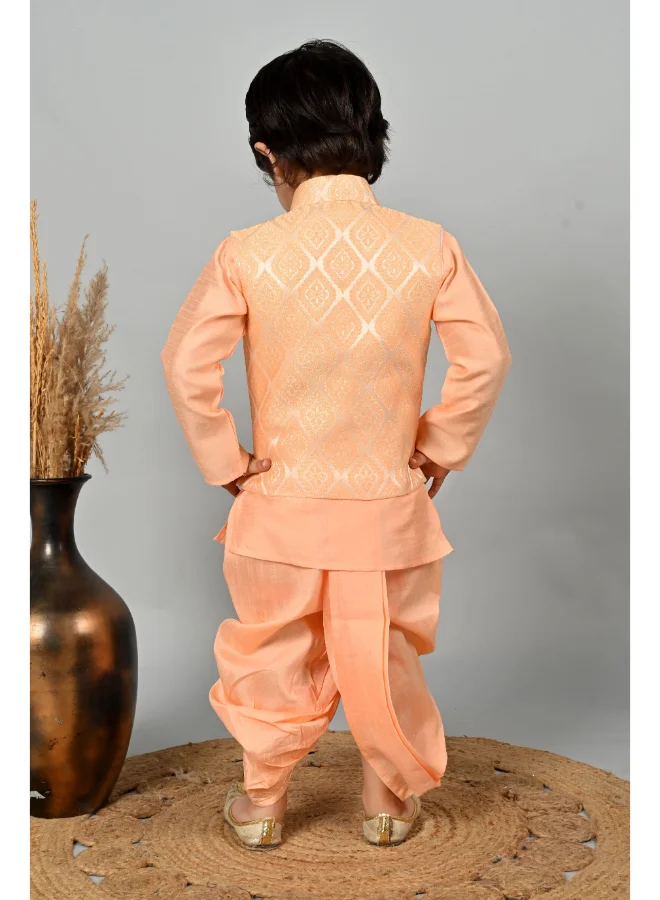 BT DEZINES Peach Kurta Dhoti Set for Boys