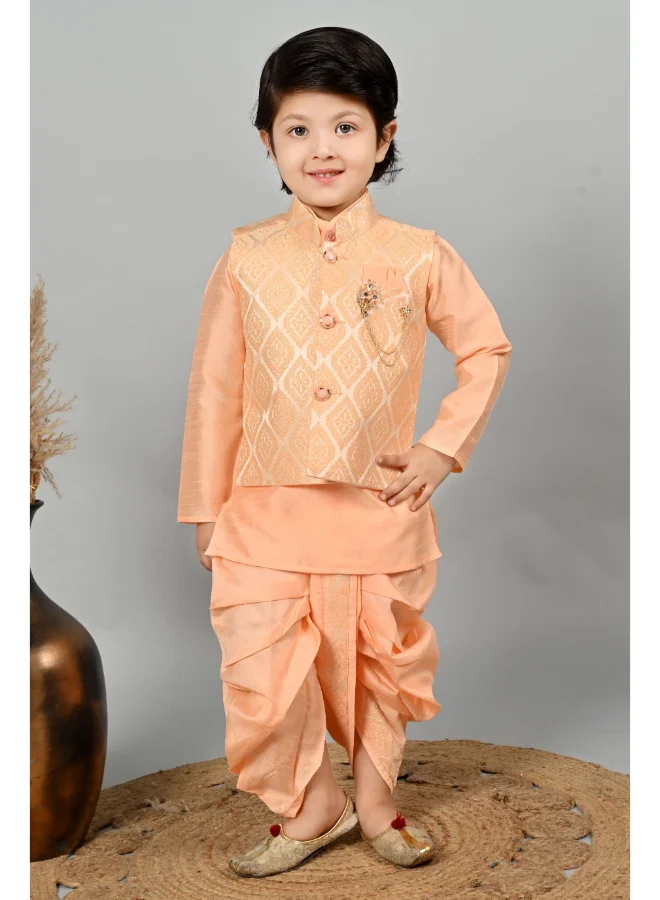 BT DEZINES Peach Kurta Dhoti Set for Boys