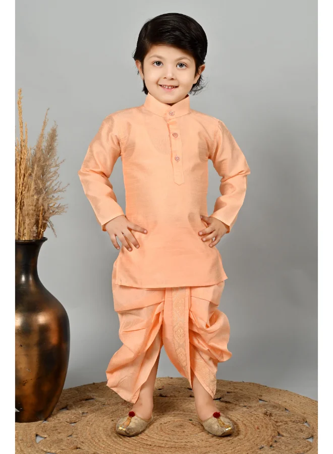 BT DEZINES Peach Kurta Dhoti Set for Boys
