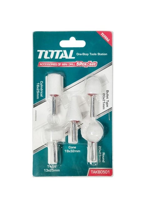 TOTAL Grinding Stone 5-Piece Set Mini Drill Accessories Kit for Precision Grinding, Polishing, and Deburring TAKB0501