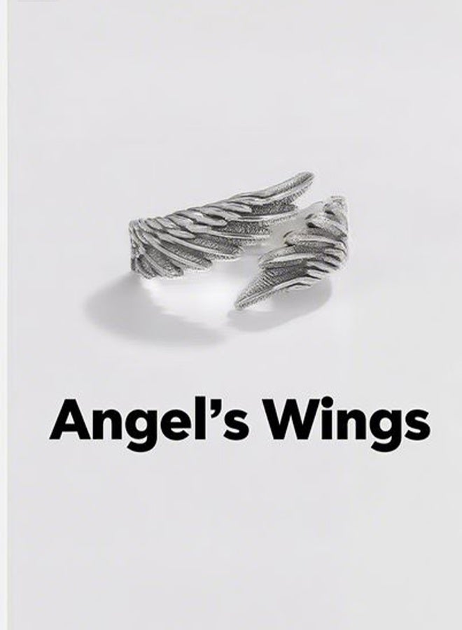 Happy D Elegant Winged Ring Guardian Wings Ring Thai Silver Craft Adjustable Size for Men - Image 3
