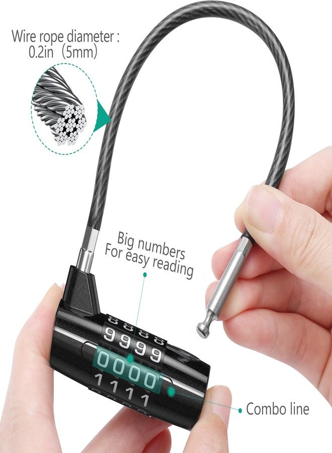 ORIA Long Shackle Combination Padlock, 4 Digit Combination Cable Lock, Resettable Waterproof Gate Lock with 6.9 Inch Steel Cable, for Outdoor Gym School Locker Fence Toolbox - Image 4