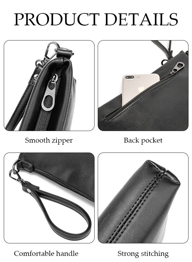 DUNISO Men's Clutch Bag Faux Leather Wallet Bag Large Capacity Light Weight Handbag Portable Envelope Phone Purse Bag with Wrist Strap  - Image 4