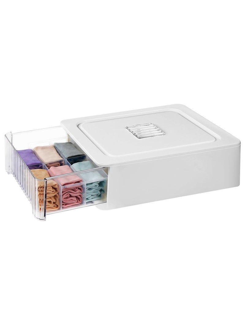 SYOSI Drawer Organizer for Clothing 12 Cell Clear Drawer and Closet Storage Boxes with Lid Closet Underwear Organiser Storage Dresser Drawer Dividers for Clothing Underwear Bras Socks - Image 1