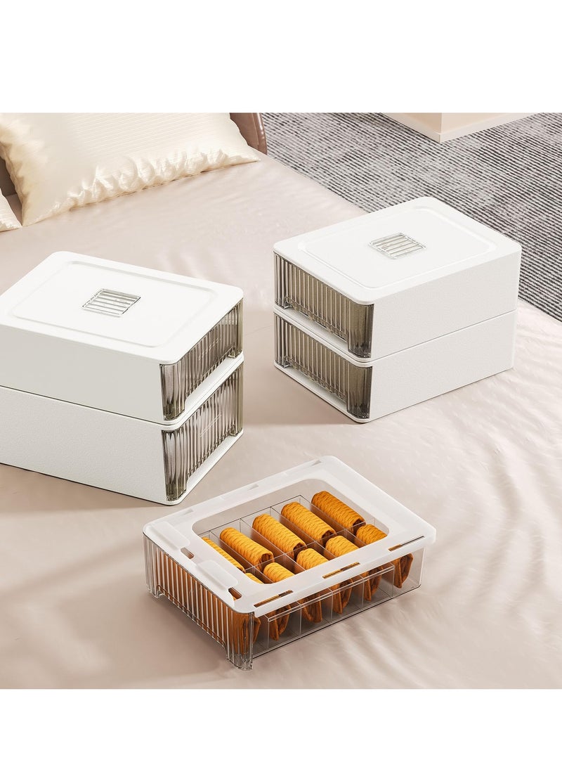 SYOSI Drawer Organizer for Clothing 12 Cell Clear Drawer and Closet Storage Boxes with Lid Closet Underwear Organiser Storage Dresser Drawer Dividers for Clothing Underwear Bras Socks - Image 4