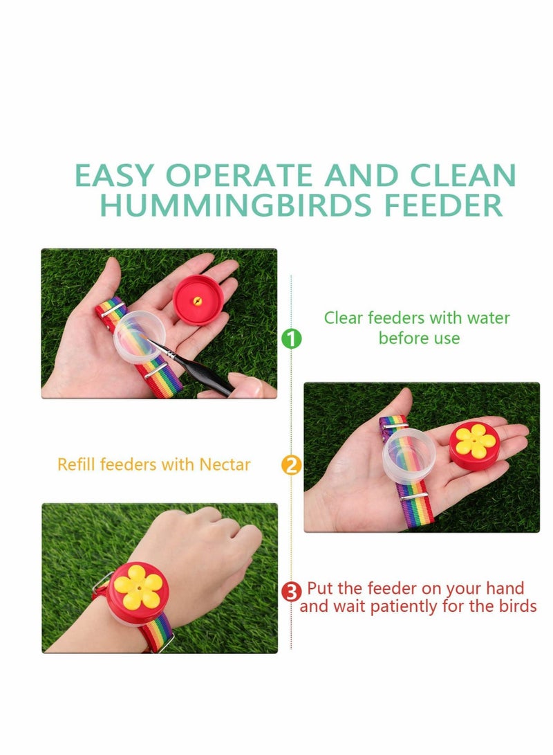 Excefore Hummingbird Ring Feeder Hummingbird Hand Feeder for Outdoors Flower Hand Held Hummingbird Feeding Tools Mini Hand Feeding Tools Backyard Nature, Red and Yellow 4 Pcs  - Image 4