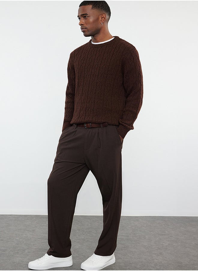 Tile Regular Crew Neck Textured Knitwear Sweater TMNAW25KZ00021