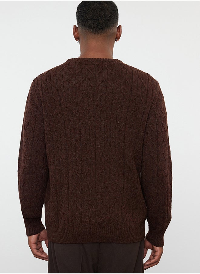 Tile Regular Crew Neck Textured Knitwear Sweater TMNAW25KZ00021