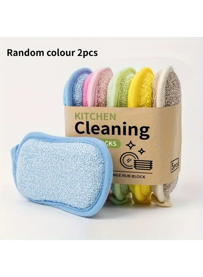 Multipurpose Sponge Wipes Heavy Duty Washable Reusable Cleaning Cloths With Hanging Loop Quick Dry Scratch Free Sponges For Kitchen Bathroom Dishwashing Compatible With Dish Soap Bleach Sanitizers Cost Effective Assorted Colors 2 Pcs Ideal For Pots Pans Bowls Sinks Shower Doors - Image 1