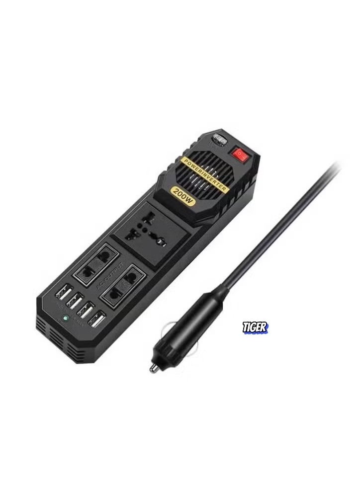 TIGER 200W Power Inverter, 12V DC to 220V AC Car Power Inverter – High Capacity, Compact, and Efficient Car Converter for Laptops, Smartphones, and Other Electronics  - Image 2