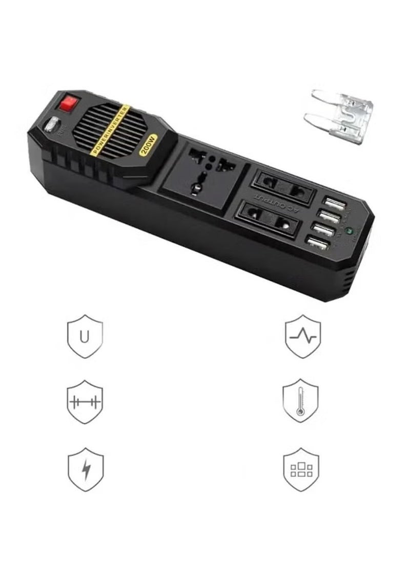 TIGER 200W Power Inverter, 12V DC to 220V AC Car Power Inverter – High Capacity, Compact, and Efficient Car Converter for Laptops, Smartphones, and Other Electronics  - Image 4