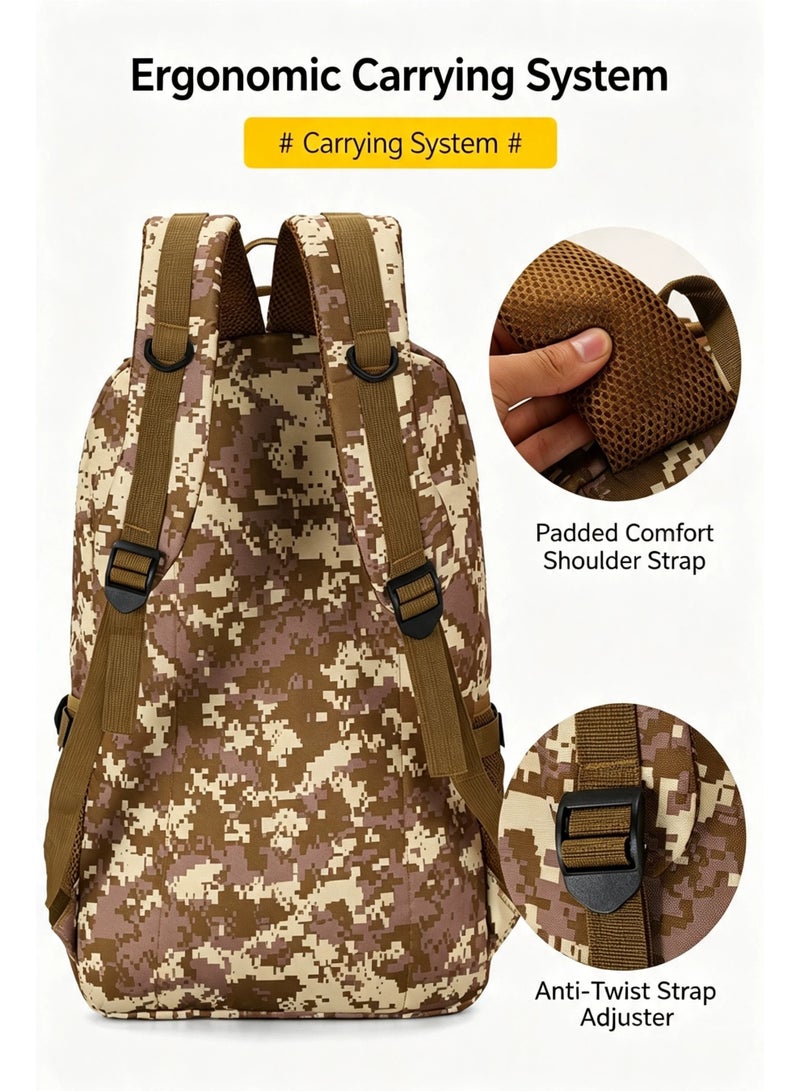 Desert Camouflage Outdoor Backpack Large Capacity Hiking Travel Bag with Padded Straps - Image 3