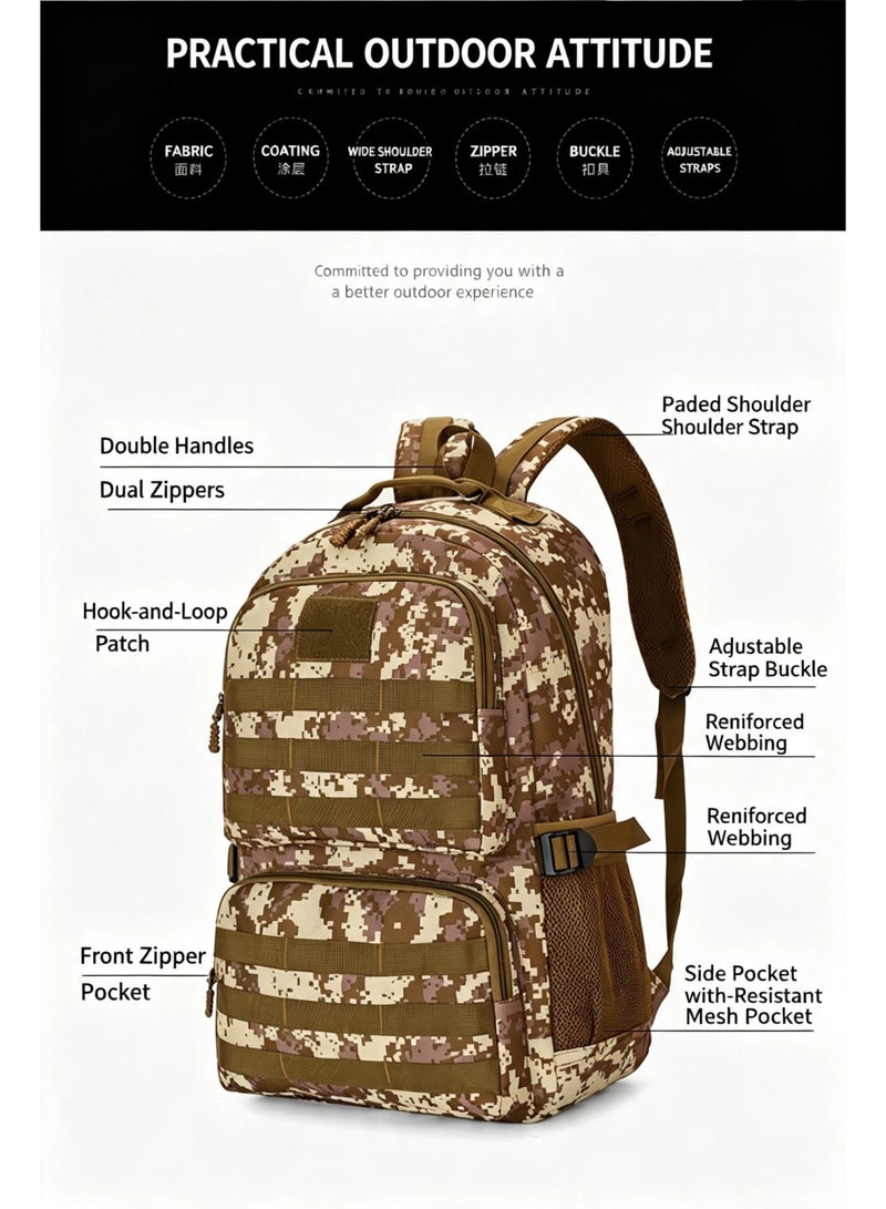 Desert Camouflage Outdoor Backpack Large Capacity Hiking Travel Bag with Padded Straps - Image 5