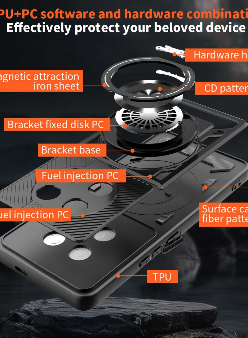 Case Cover Shock Resistant Protect Camera TPU + PC Compatible with Honor X9C  (Black) - Image 2