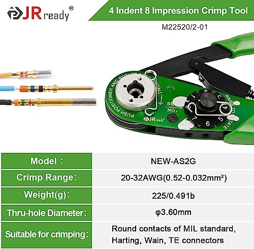 JRready ST2060-AS2G M22520 2 01 Indent Crimper Kit NEW-AS2G 615717 Aviation Crimp Tool and 7 Positioner and G125 Gauge for Solid Barrel Contact of Miniature Connector in Electronic Systems 20 32awg - Image 2