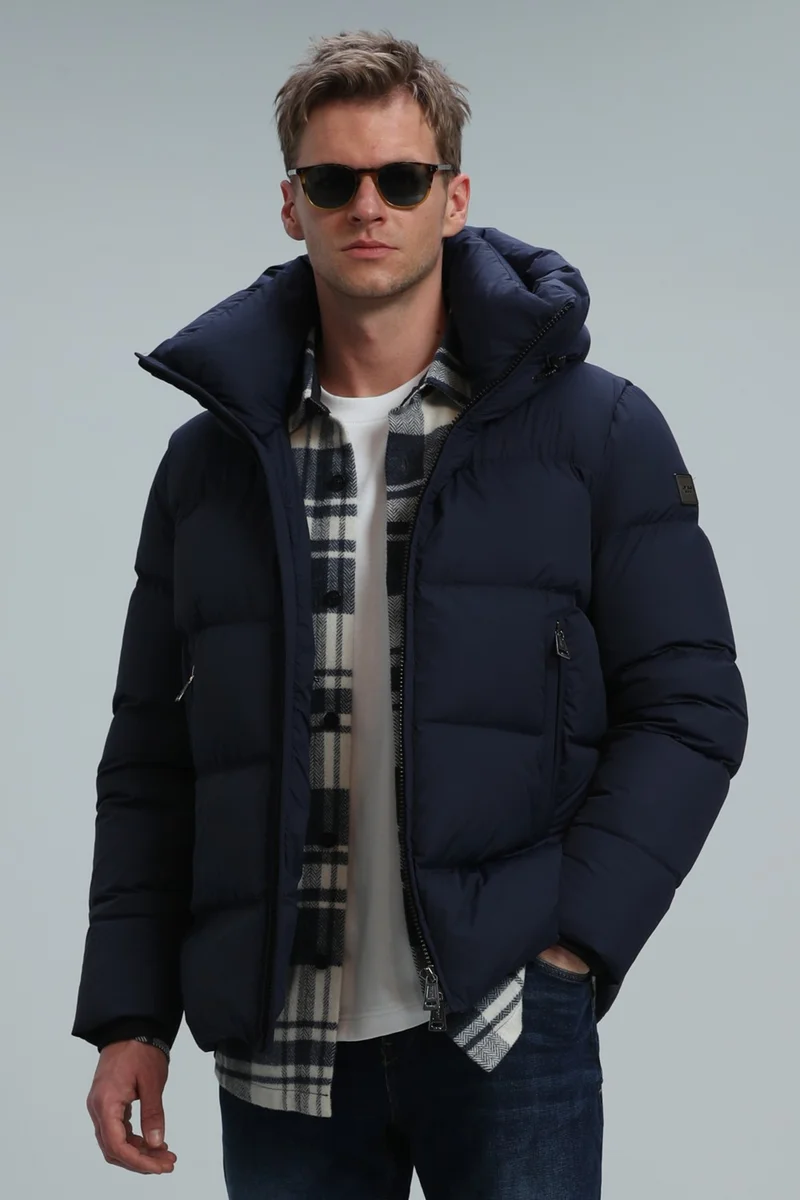 Lufian Tommy Goose Feather Men's Coat Navy Blue
